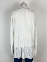 Lennox Pointelle Cardigan in Off White