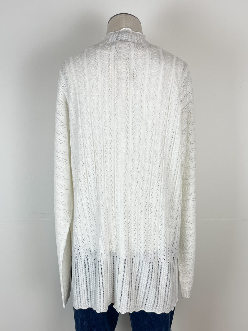 Lennox Pointelle Cardigan in Off White