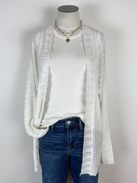 Lennox Pointelle Cardigan in Off White