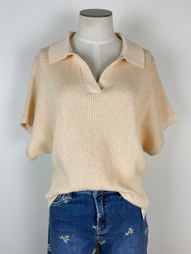 Quinn Knit Top in Biscuit