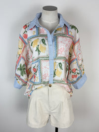 Izzy Printed Blouse in Blue