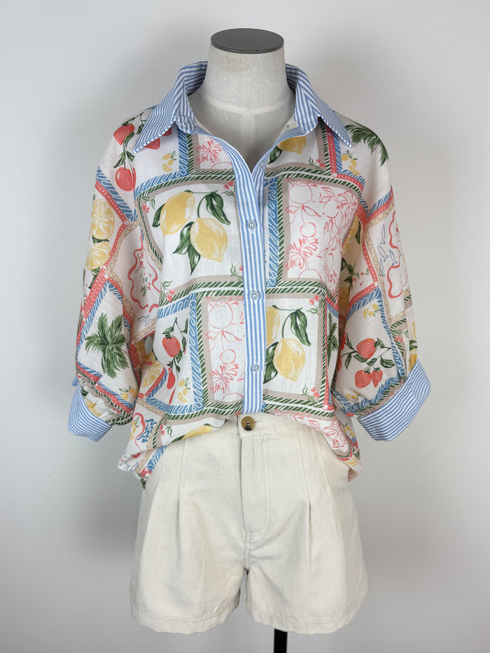 Izzy Printed Blouse in Blue