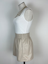 Faux Leather Shorts in Beige