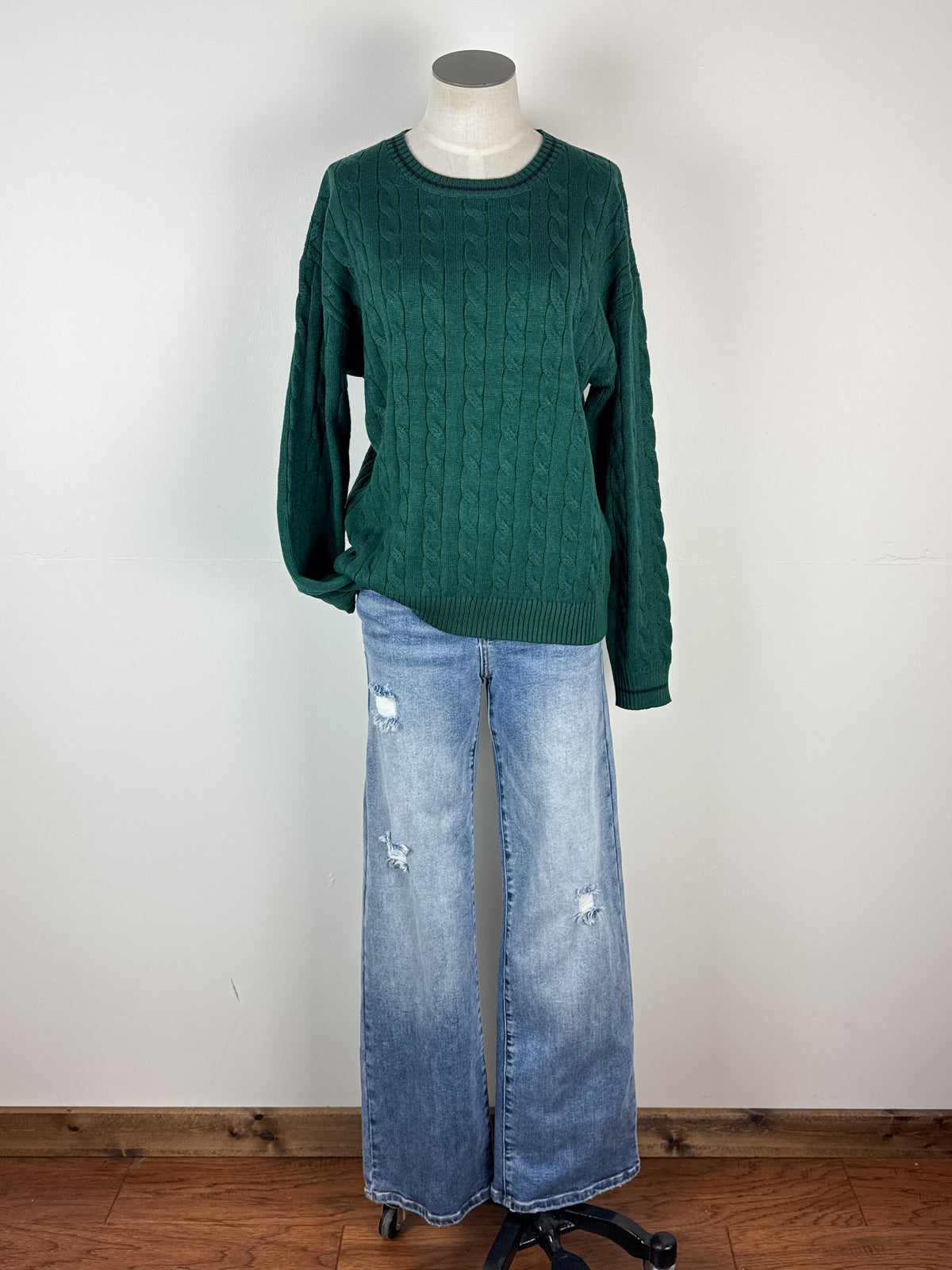 Abigail Chunky Knit Sweater in Hunter