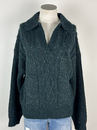 Eleanor Cable Knit Sweater in Pine