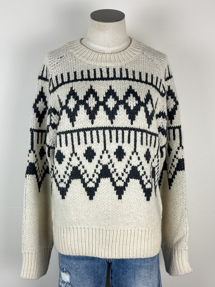 Camila Sweater in Ivory/Charcoal