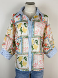 Izzy Printed Blouse in Blue