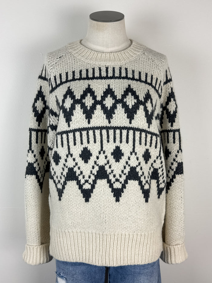 Camila Sweater in Ivory/Charcoal
