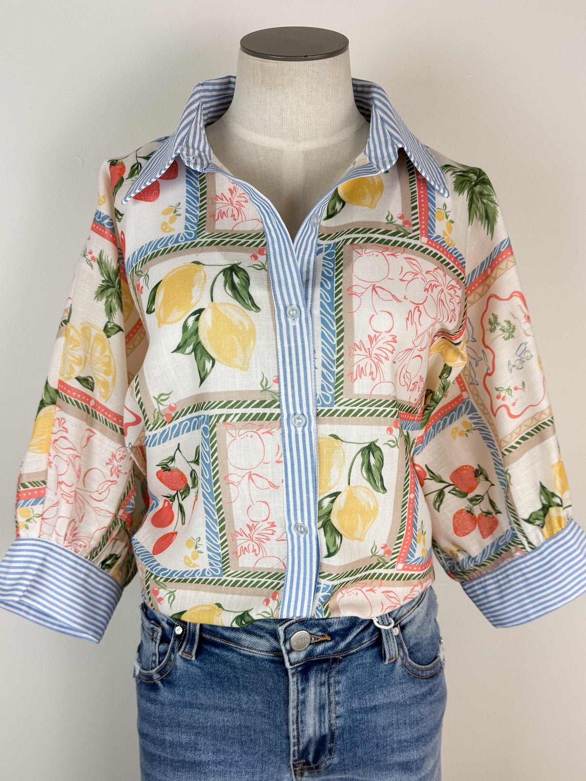 Izzy Printed Blouse in Blue