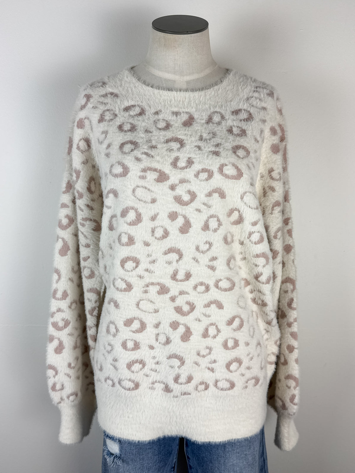 Emily Ultra Soft Sweater in Cream Animal Print
