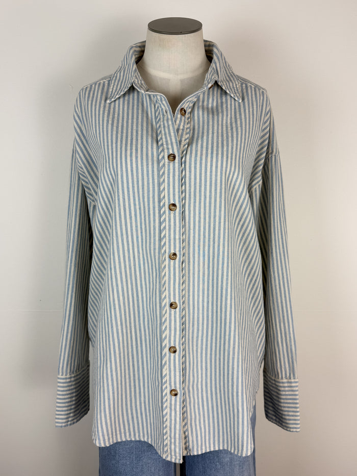 Sophia Striped Button Up in Blue