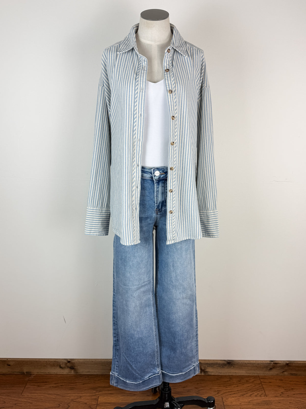 Sophia Striped Button Up in Blue