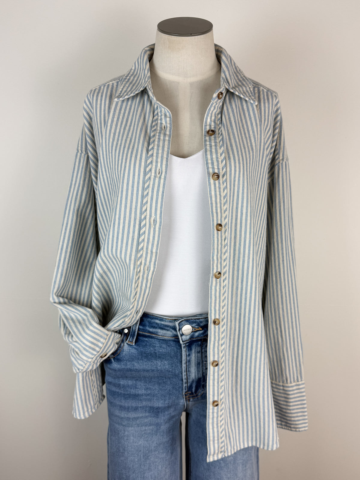 Sophia Striped Button Up in Blue