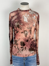 Emma Velvet Burnout Top in Dusty Rose