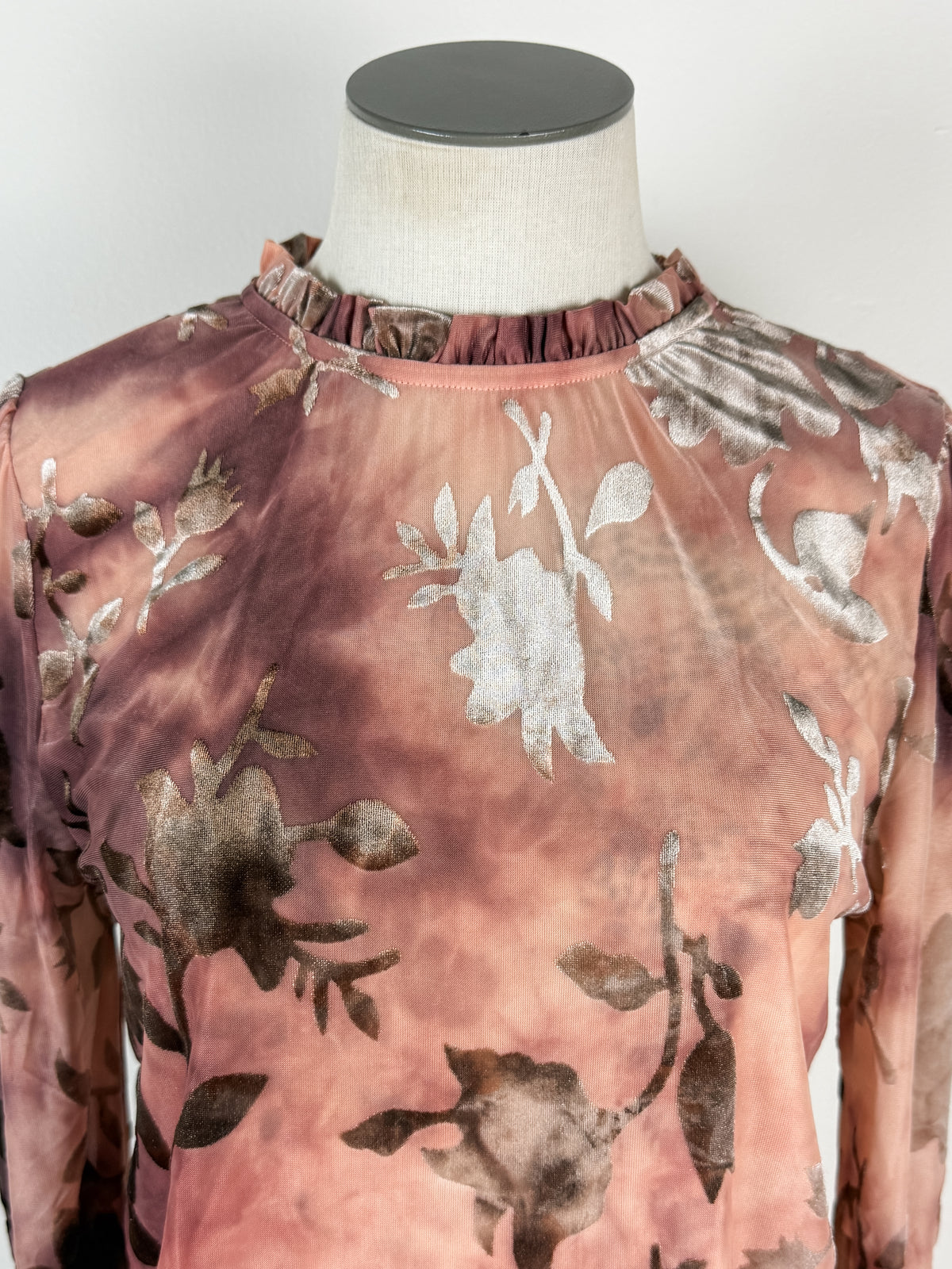 Emma Velvet Burnout Top in Dusty Rose