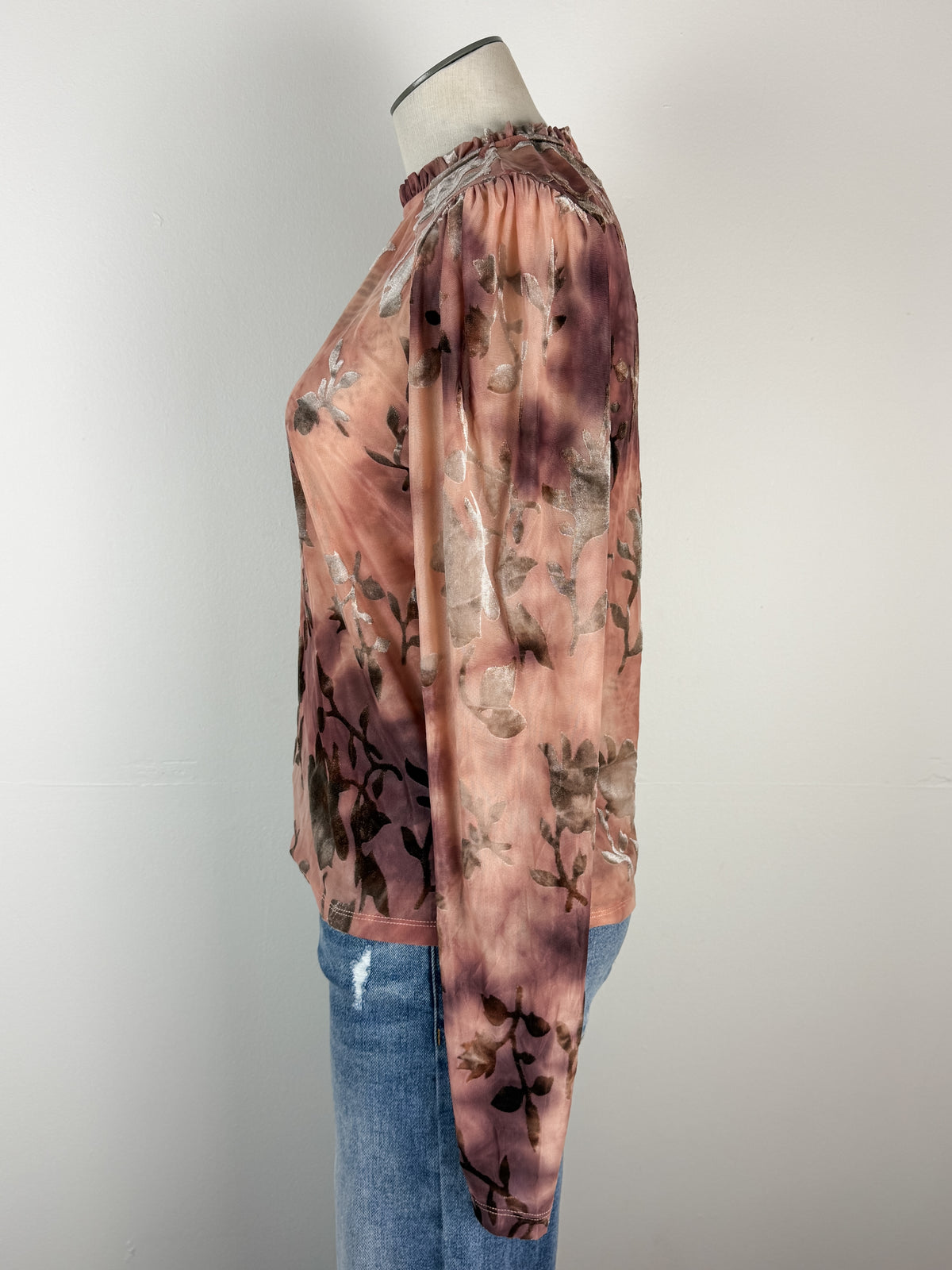Emma Velvet Burnout Top in Dusty Rose