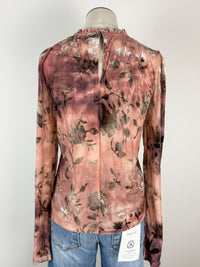 Emma Velvet Burnout Top in Dusty Rose