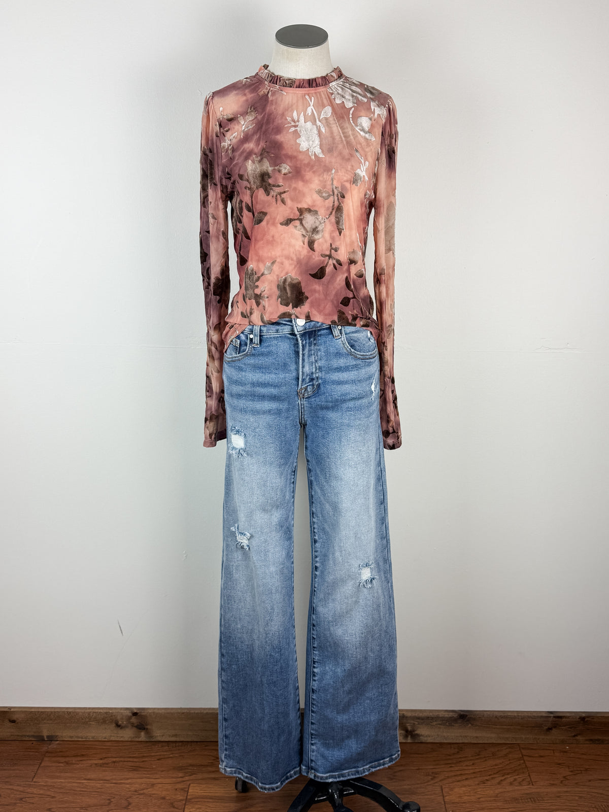 Emma Velvet Burnout Top in Dusty Rose