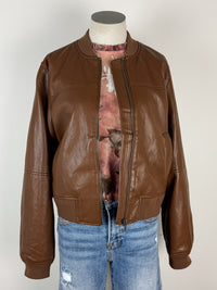 Sadie Bomber Jacket in Caramel Brown