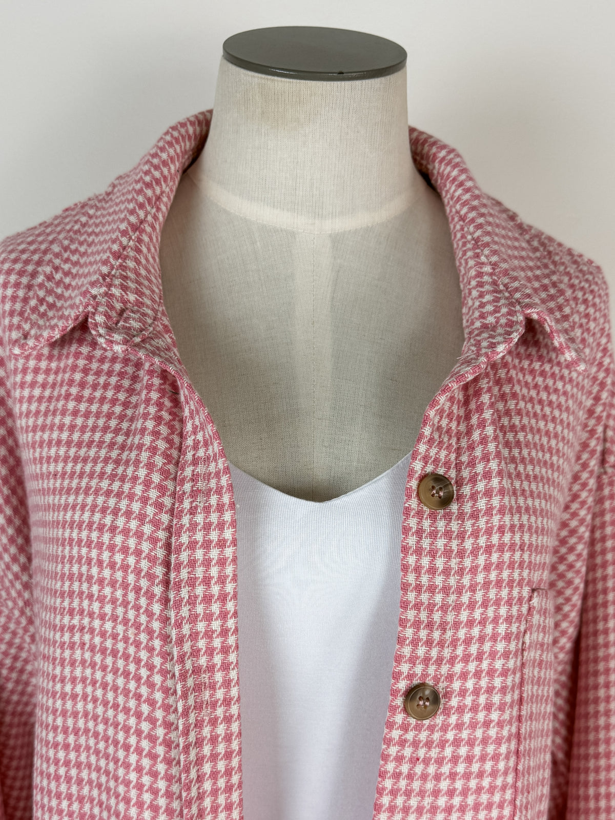 Ellie Houndstooth Top in Rose