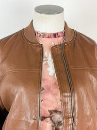 Sadie Bomber Jacket in Caramel Brown