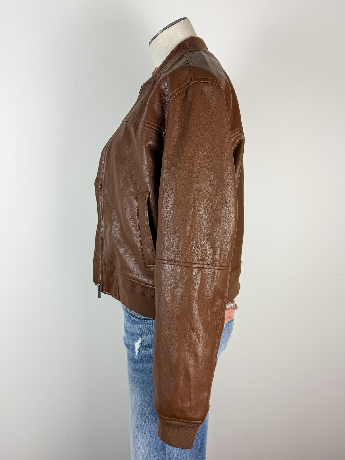 Sadie Bomber Jacket in Caramel Brown