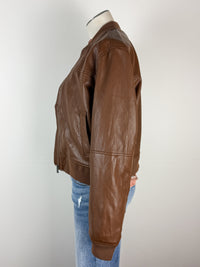 Sadie Bomber Jacket in Caramel Brown