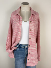 Ellie Houndstooth Top in Rose