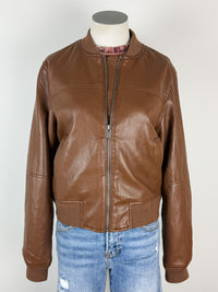 Sadie Bomber Jacket in Caramel Brown