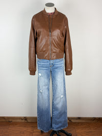 Sadie Bomber Jacket in Caramel Brown