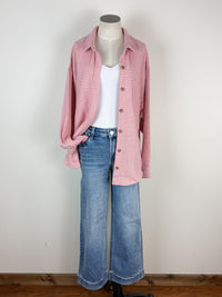 Ellie Houndstooth Top in Rose