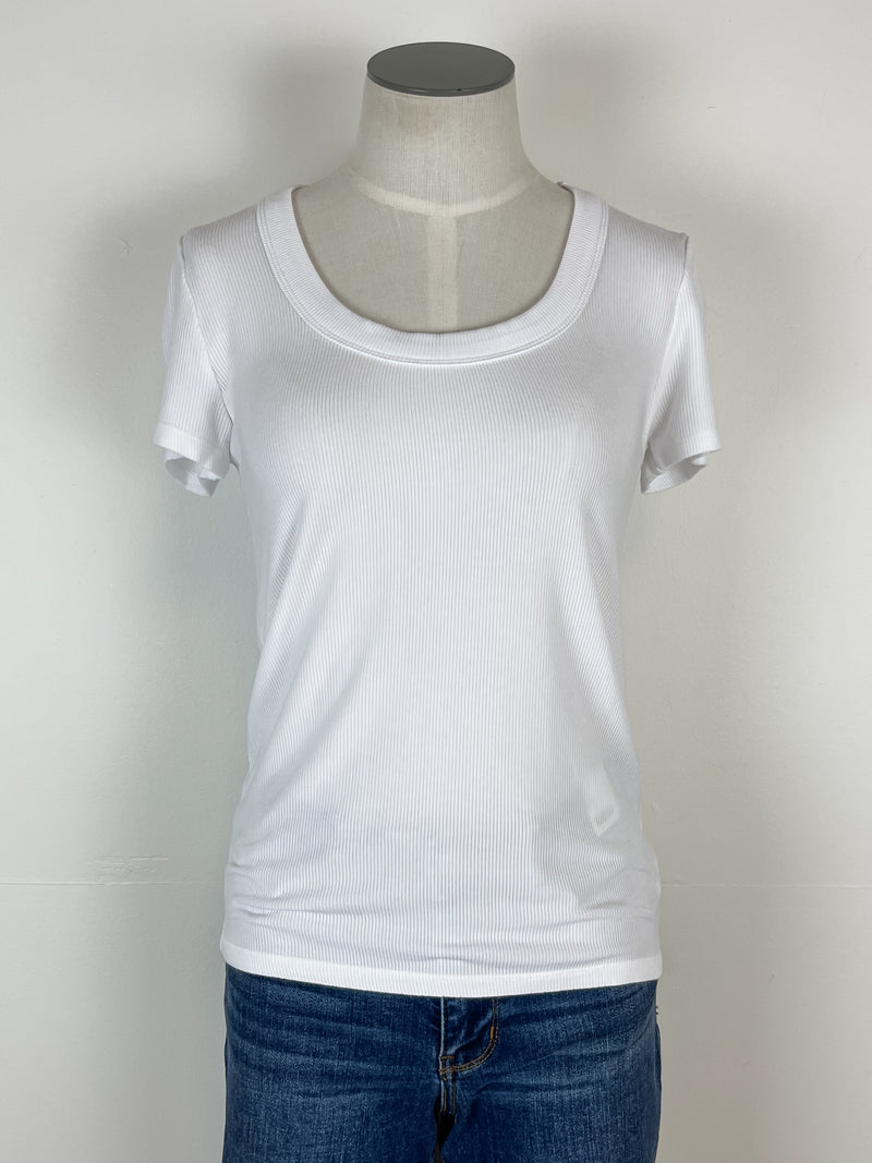 Andrea Classic Scoop Neck Tee in White