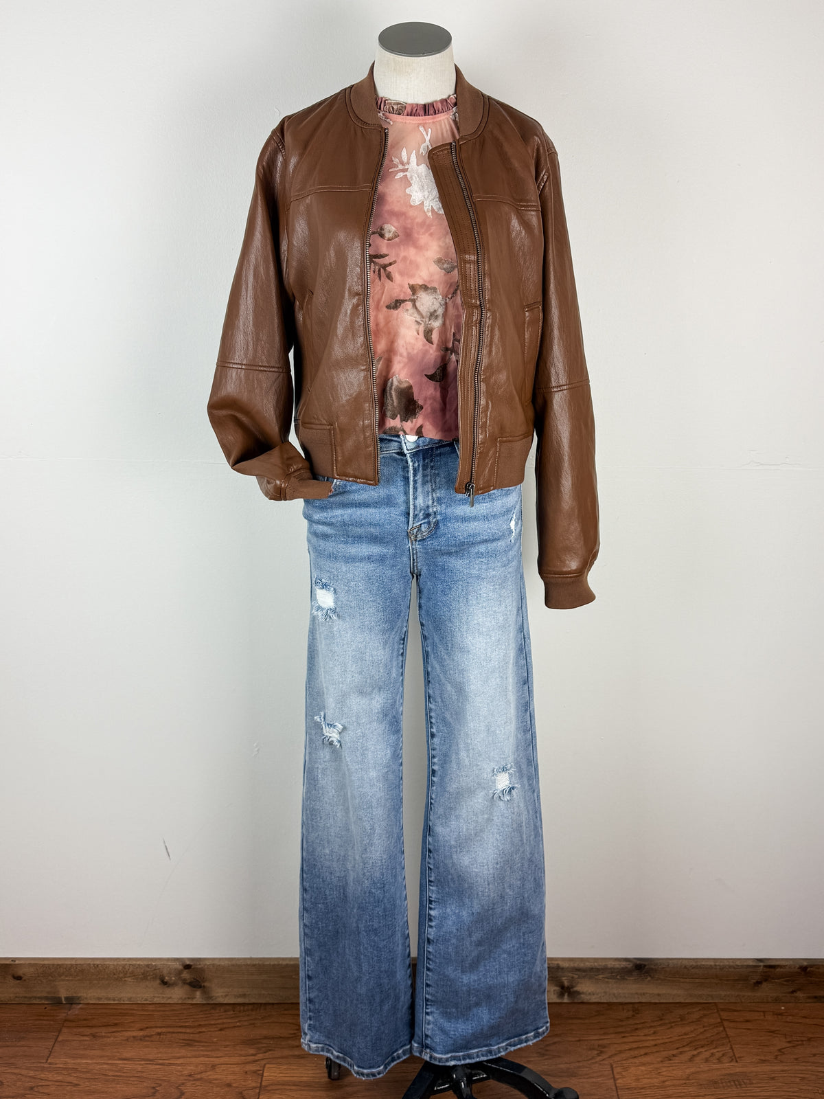 Sadie Bomber Jacket in Caramel Brown