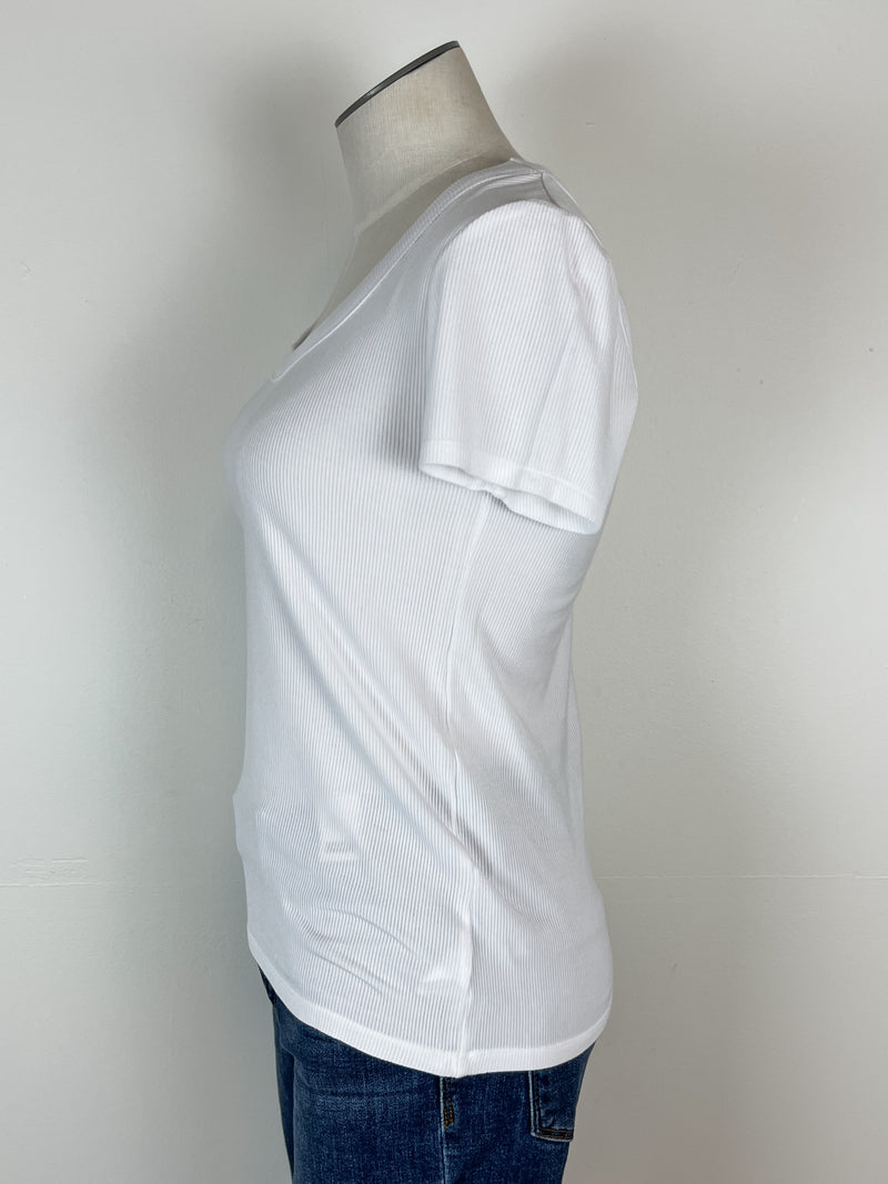 Andrea Classic Scoop Neck Tee in White