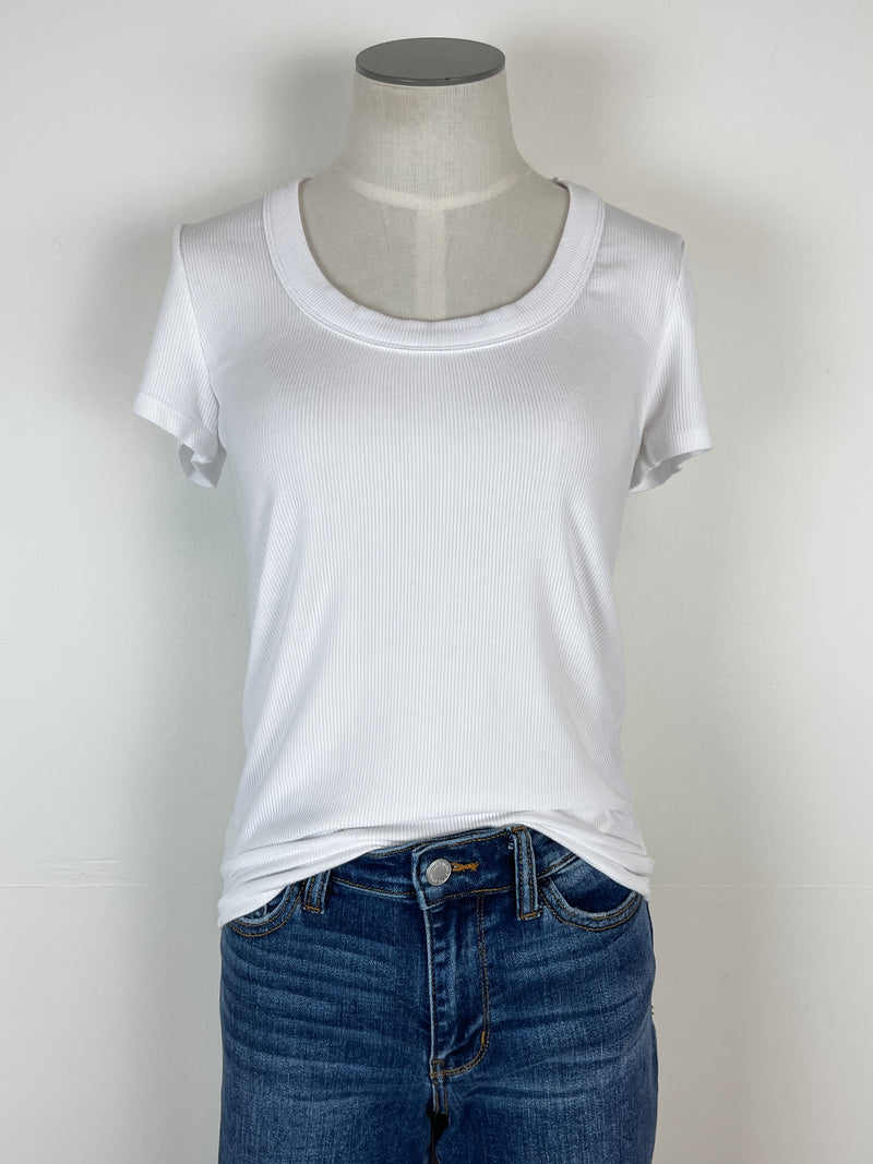 Andrea Classic Scoop Neck Tee in White