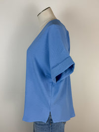 Charlotte Basic V Neck Blouse in Sky
