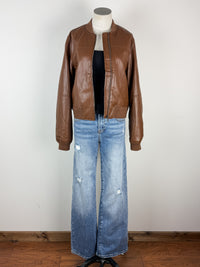 Sadie Bomber Jacket in Caramel Brown