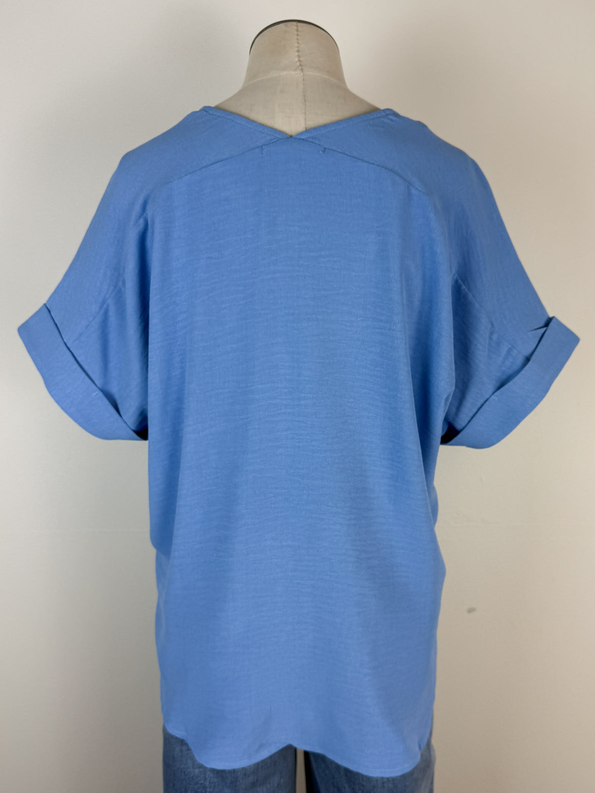 Charlotte Basic V Neck Blouse in Sky