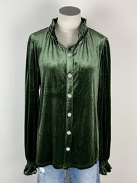 Amelia Velvet Blouse in Olive