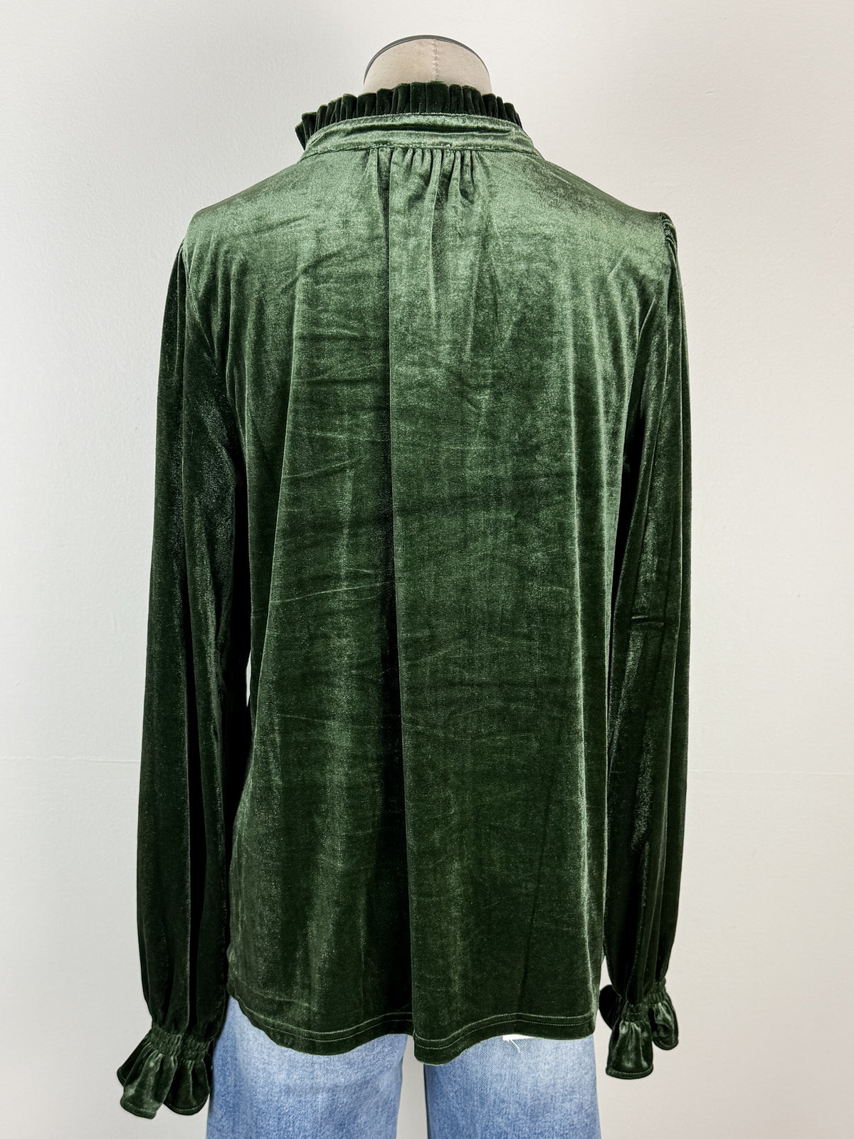 Amelia Velvet Blouse in Olive
