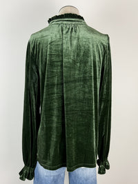 Amelia Velvet Blouse in Olive