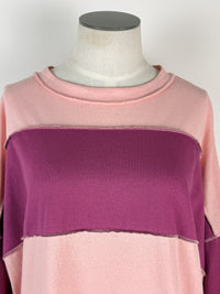 Caroline Oversized Color Block Pullover in Pink/Mauve
