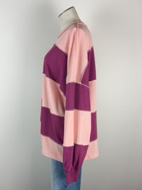 Caroline Oversized Color Block Pullover in Pink/Mauve