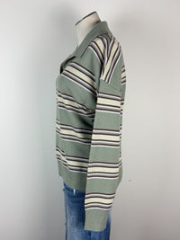 Cora Striped Henley Sweater in Sage