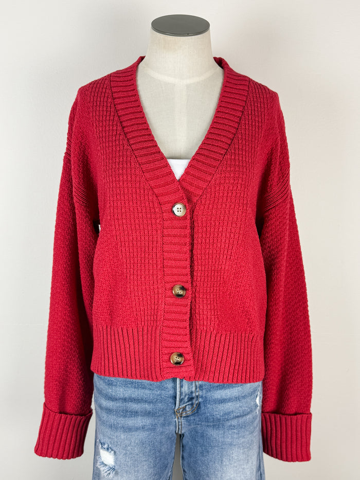 Maria Knit Cardigan in Red