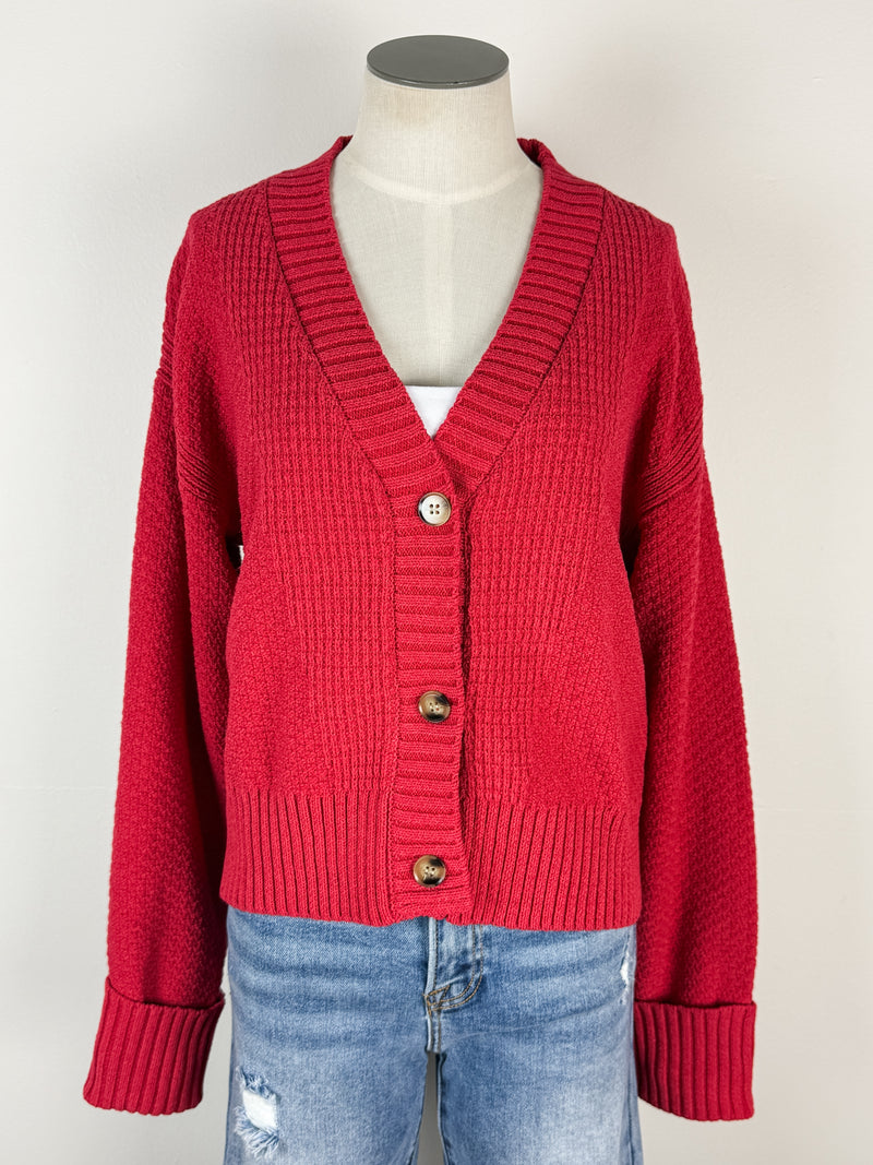 Maria Knit Cardigan in Red
