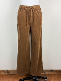 Brooklyn Wide Leg Corduroy Pant in Dark Camel