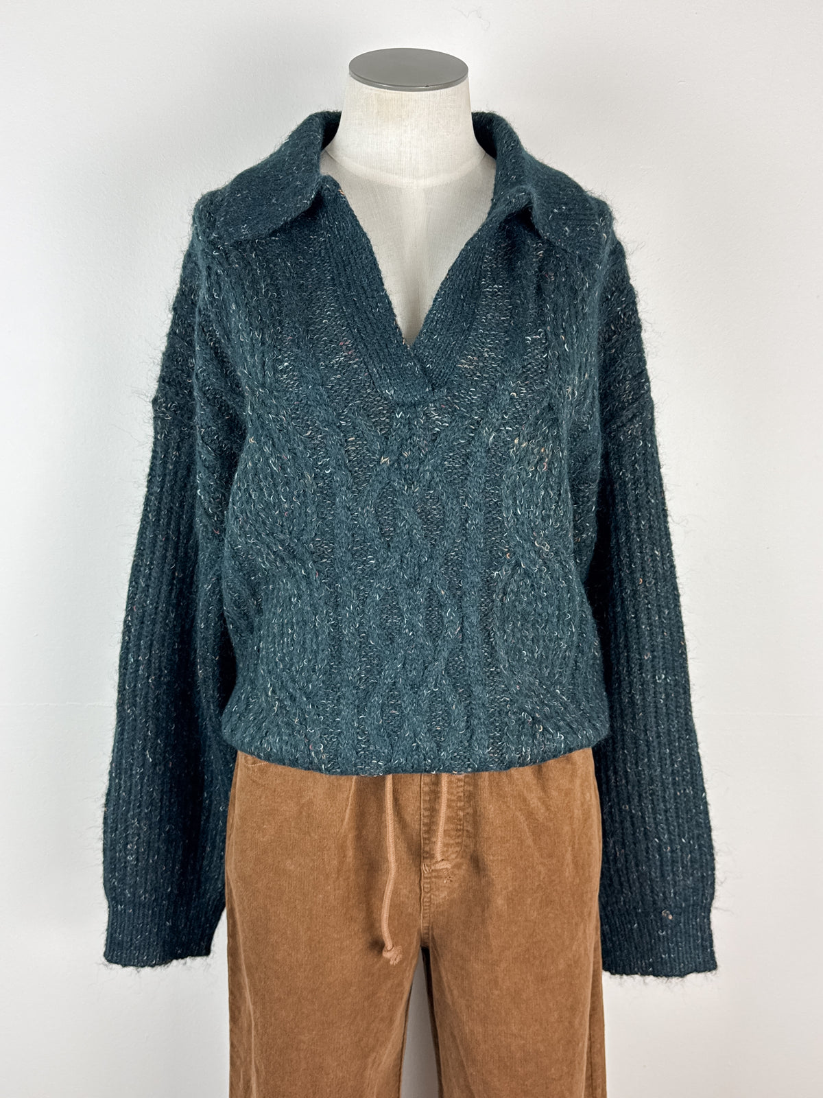 Eleanor Cable Knit Sweater in Pine