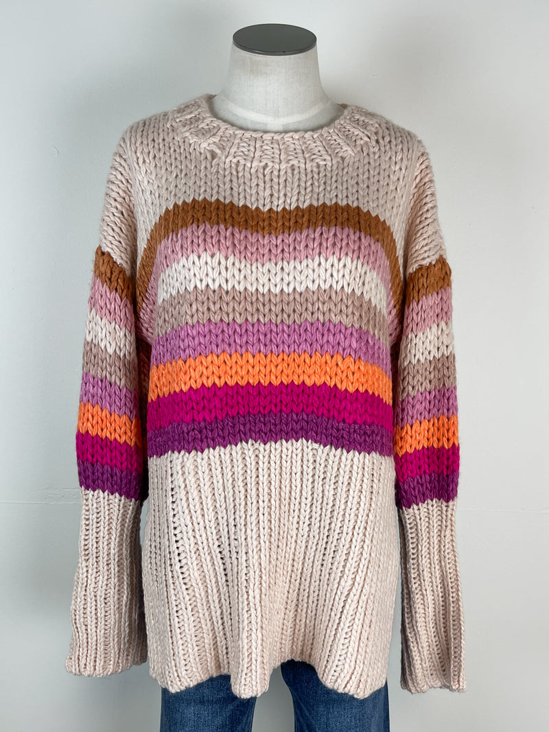 Micki Loose Knit Sweater in Pink Bliss