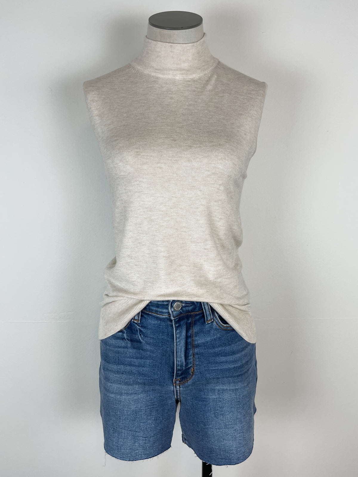 Morgan Mock Neck Tank in Oatmeal